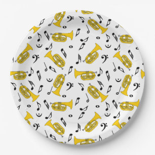 Marching Baritone Music Notes Bass Clefs Paper Plate