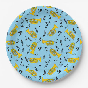 Marching Baritone Music Notes Bass Clefs Paper Plate