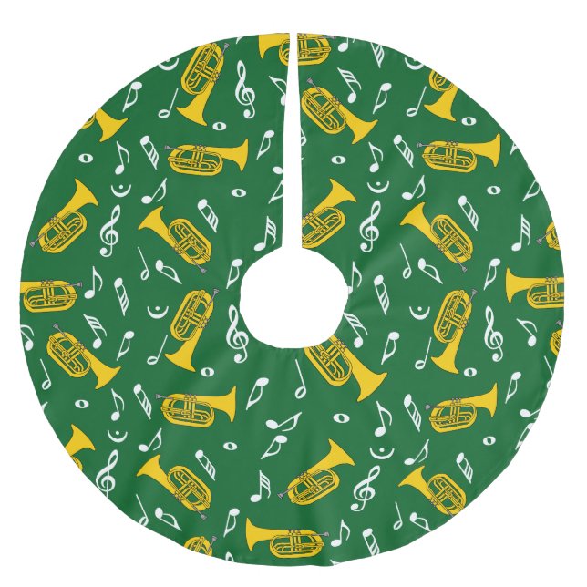 *Marching Baritone Music Notes Brushed Polyester Tree Skirt (Front)