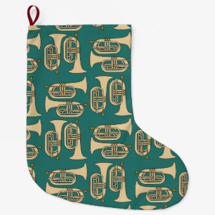 *Marching Baritone Music Notes Large Christmas Stocking