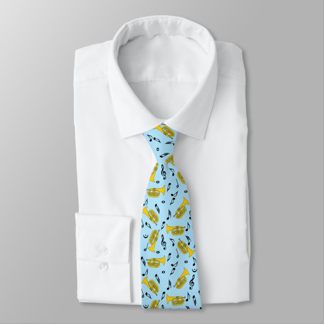 Marching Baritone Music Notes Tie (Tied)
