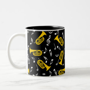 *Marching Baritone Music Notes Two-Tone Coffee Mug