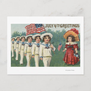 Marching Boys Dressed as Sailors Postcard