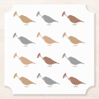 Marching Daisy Bird Design Brown Paper Coaster