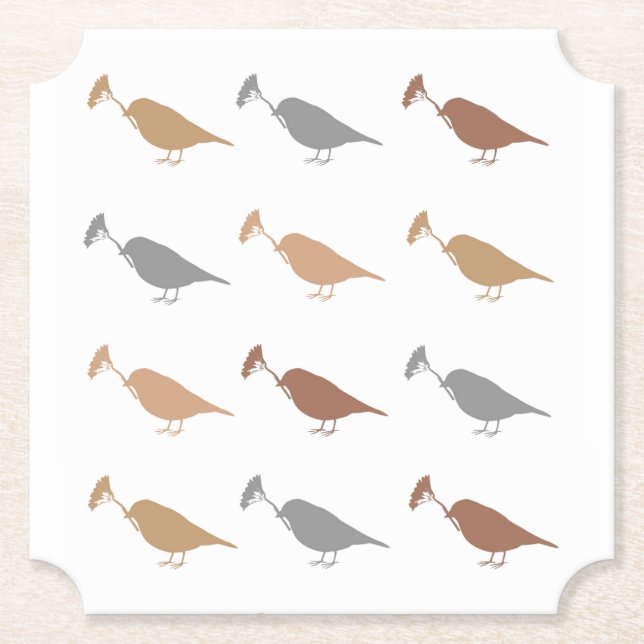 Marching Daisy Bird Design Brown Paper Coaster (Front)