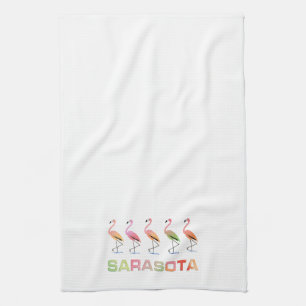Marching Flamingos Sarasota Kitchen Towel