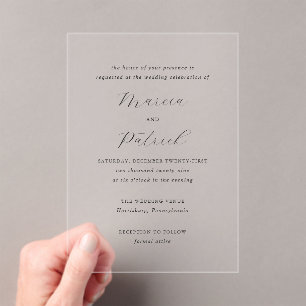 Marcia Classic Elegant Wedding Acrylic Invitations