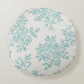 Marcie and Lou Green Floral Vintage Round Pillow