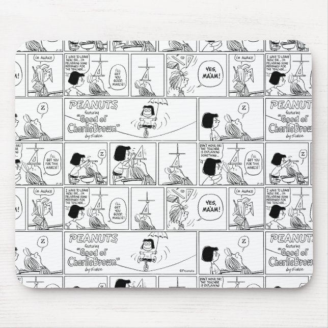 Marcie & Peppermint Patty In The Classroom Mouse Pad (Front)