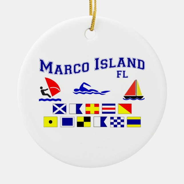 Marco Island FL Signal Flags Ceramic Ornament (Front)