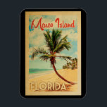 Marco Island Florida Palm Tree Beach Vintage Trave Magnet<br><div class="desc">Marco Island Florida design in Vintage Travel style featuring a palm tree on the beach with ocean and sky.</div>