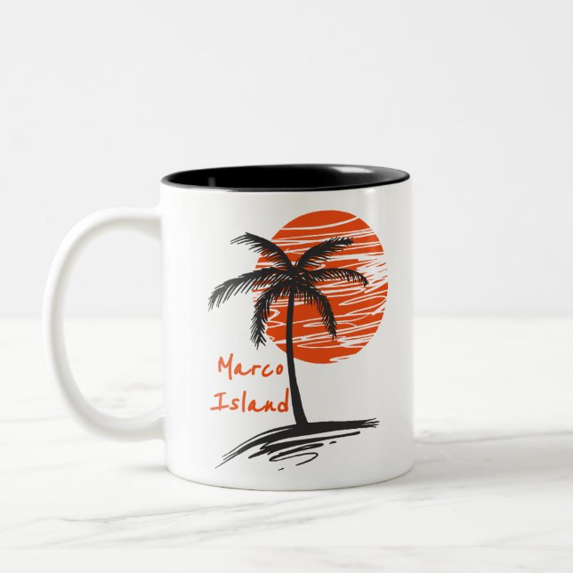 Marco Island Florida Palm Tree Two-Tone Coffee Mug (Left)