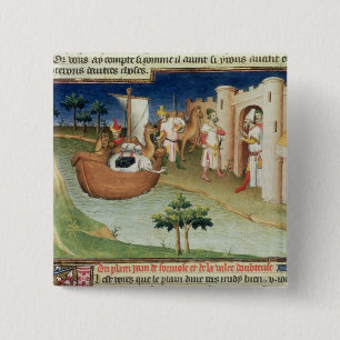 Marco Polo with elephants and camels arriving 2 Inch Square Button