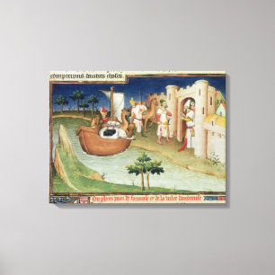 Marco Polo with elephants and camels arriving Canvas Print