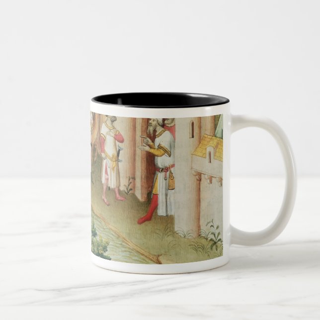 Marco Polo with elephants and camels arriving Two-Tone Coffee Mug (Right)