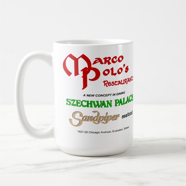 Marco Polo's Restaurants, Evanston, IL Coffee Mug (Left)