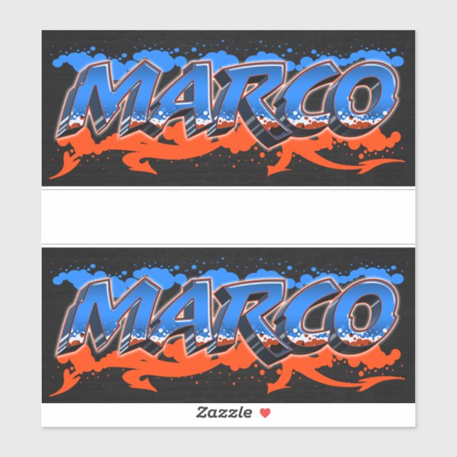 Marco Prénom Nom Graffiti Autocollants (Feuille)