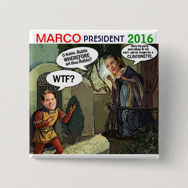 Marco Rubio for President 2016 2 Inch Square Button (Front)