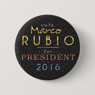 Marco Rubio President 2016 Gold Black Classy 2 Inch Round Button