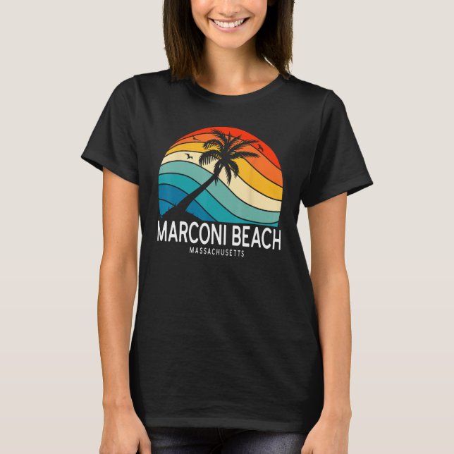 Marconi Beach Massachusetts Beach Palm Tree Souven T-Shirt (Front)