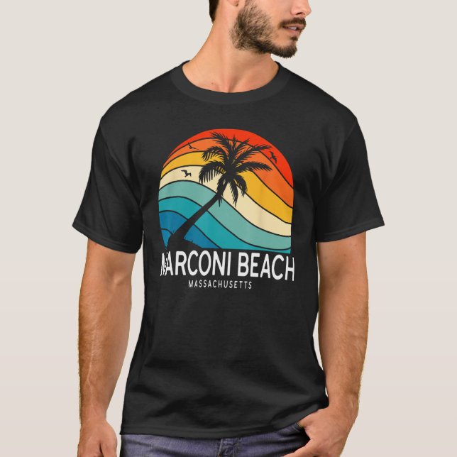 Marconi Beach Massachusetts Beach Palm Tree Souven T-Shirt (Front)