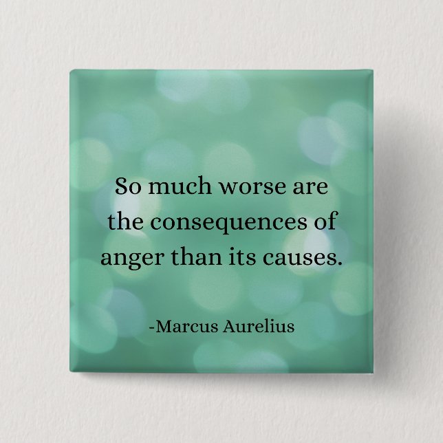 Marcus Aurelius: Conquer Anger, Find Inner Peace 2 Inch Square Button (Front)