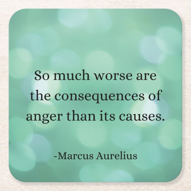 Marcus Aurelius: Conquer Anger, Find Inner Peace Square Paper Coaster (Front)