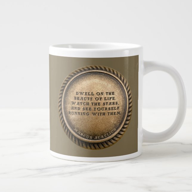 Marcus Aurelius Quote Dwell on the beauty of life  Large Coffee Mug (Right)