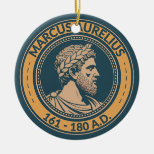Marcus Aurelius Roman Emperor Illustration Badge Ceramic Ornament