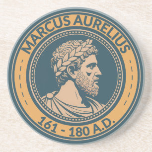 Marcus Aurelius Roman Emperor Illustration Badge Coaster