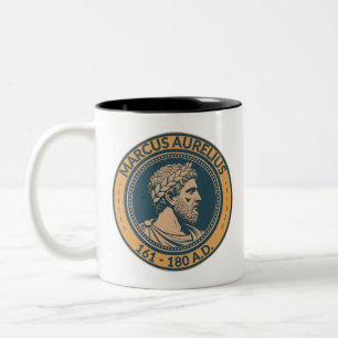 Marcus Aurelius Roman Emperor Illustration Badge Two-Tone Coffee Mug
