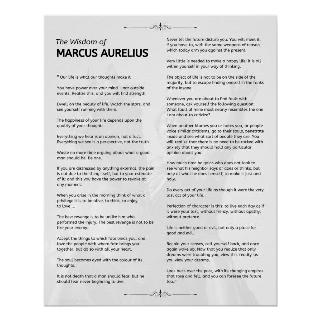 Marcus Aurelius Stoic Meditations. Glossy Poster (Front)