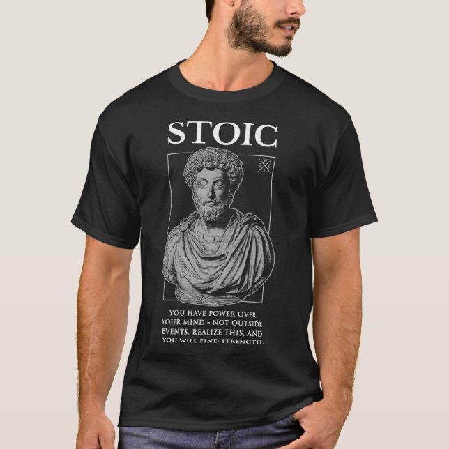 Marcus Aurelius u201CFind Strengthu201D Stoicism Q T-Shirt (Front)
