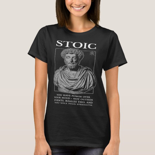 Marcus Aurelius u201CFind Strengthu201D Stoicism Q T-Shirt (Front)