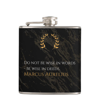 Marcus Aurelius's Wisdom: Actions Speak Loud Hip Flask