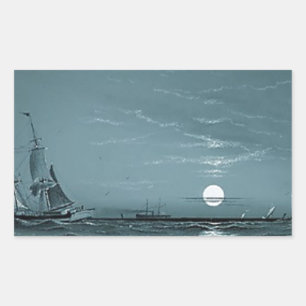 Marcus Larson entrance-to-harbour-moonlight-1881 m Sticker