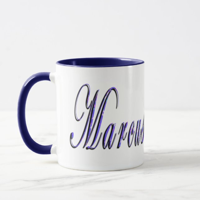 Marcus, Name, Logo, Blue Combo Coffee Mug. Mug (Left)