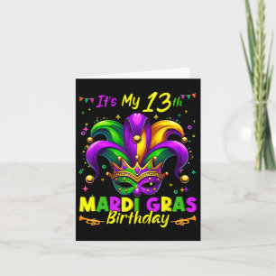 Mardi Gras 13th Birthday Fat Tuesday 13 Years Old Card