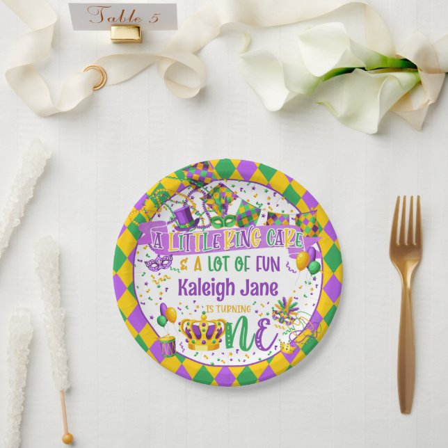 Mardi Gras 1st Birthday (King Cake & Fun) Paper Plate (Wedding)