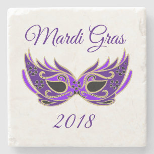 Mardi Gras 2018 Mask Stone Coaster