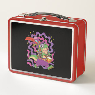 Mardi Gras 2022 Funny T Rex Metal Lunch Box