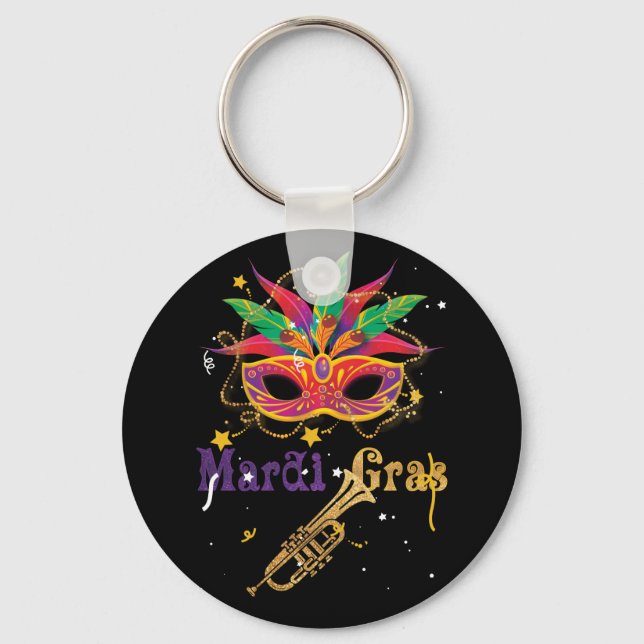 Mardi Gras 2022 Girls Mask Beads New Orleans Keychain (Front)
