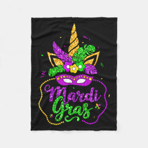 Mardi Gras 2024 Mask Beads New Orlean Party Women Fleece Blanket