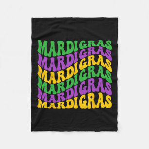 Mardi Gras 2024 Womens Girls Mask Beads New Orlean Fleece Blanket
