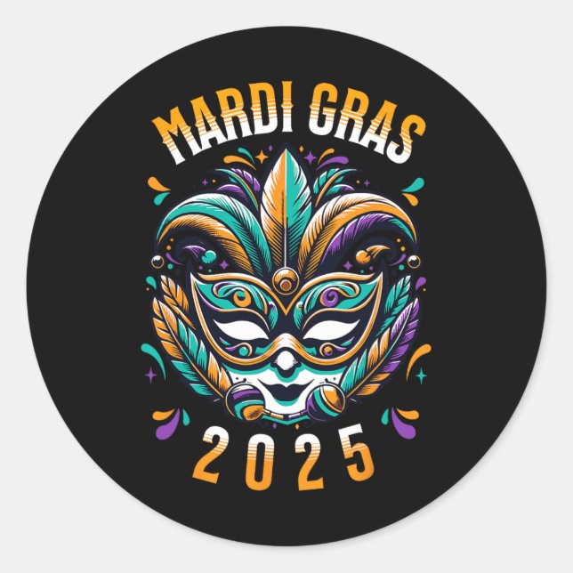Mardi Gras 2025 Carnaval New Orleans Mardi Gras Fa Classic Round Sticker (Front)