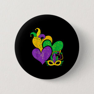 Mardi Gras 2025 Cute Hearts Valentine Women Girl K 2 Inch Round Button