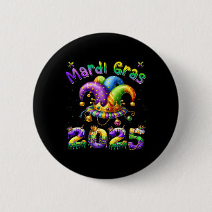 Mardi Gras 2025 Jester Outfit Kids Girls Boys Men  2 Inch Round Button