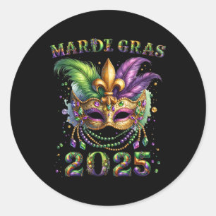 Mardi Gras 2025 Jester Outfit Kids Girls Boys Men Classic Round Sticker