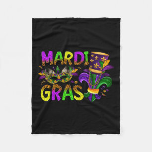 Mardi Gras 2025 Jester Outfit Kids Girls Boys Men Fleece Blanket