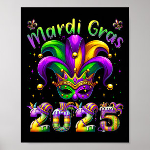 Mardi Gras 2025 Jester Outfit Kids Girls Boys Men Poster